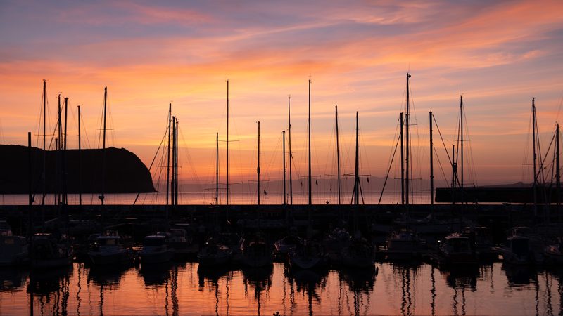Marina of Horta at sunrise, Faial Island, Azores, Portgual (PPL3-Altered)