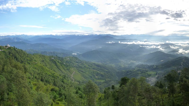 View of the valley and the mountain range to the north-east of Nagarkot in the very early morning.