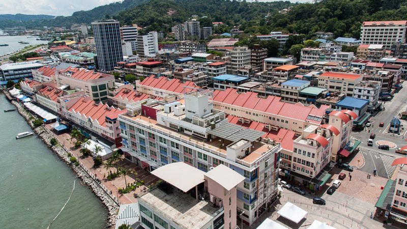 The old town in Sandakan, Sabah - View from Harbour Mall 2012