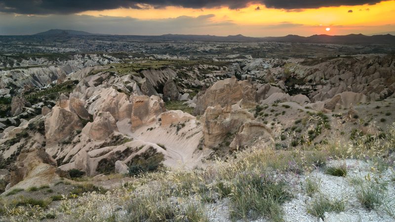 500px provided description: Sunset in Cappadocia [#sky ,#landscape ,#sunset ,#sun ,#clouds ,#turkey ,#rocks ,#