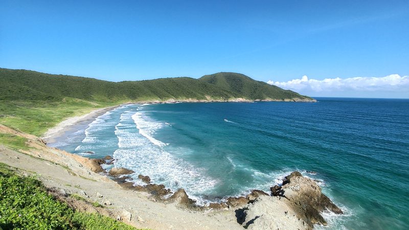 Vista panoramica de playa siete olas en el Parque Nacional Natural Tayrona