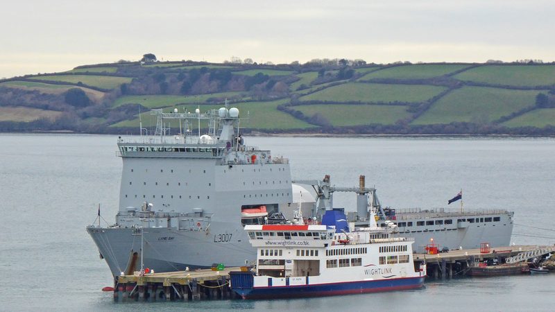 RFA Lyme Bay and Isle of Wight ferrry St Faith