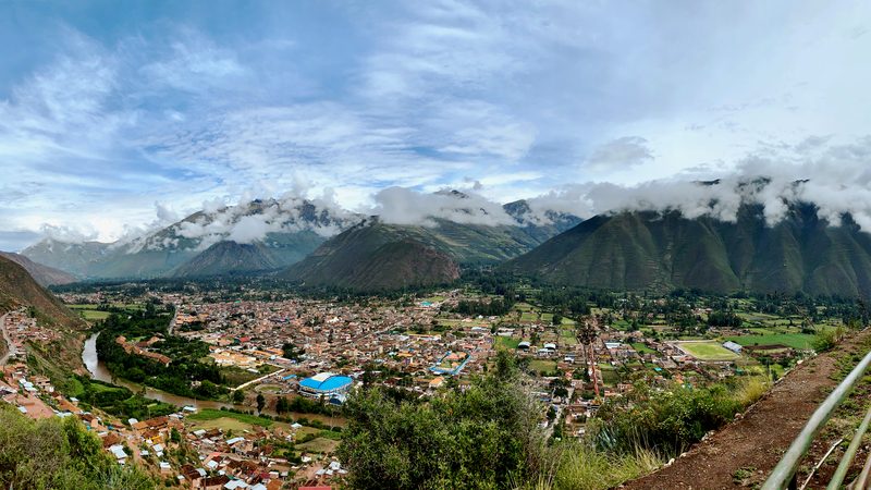 View of Urubamba town and Urubamba River