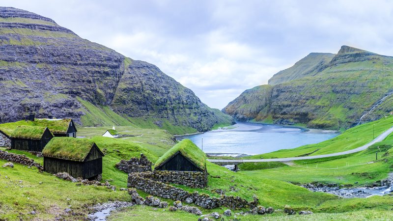 Saksun, village near the northwest coast of the Faroese island of Streymoy