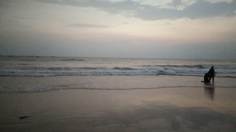 Baga beach in goa during the sun set