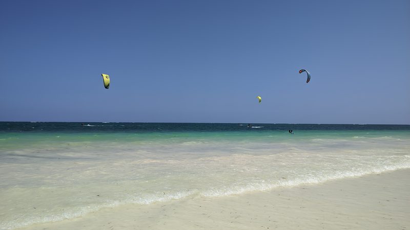 A view of the shoreline during the competition days. The Kenya Kite Cup is famously held in aid of Diani Turtl