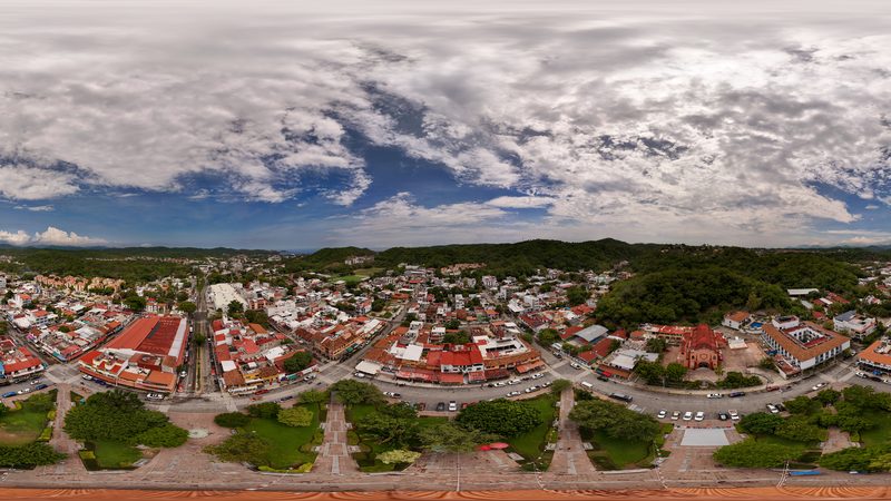 360° spherical panorama of Santa Maria Huatulco, Oaxaca, Mexico.