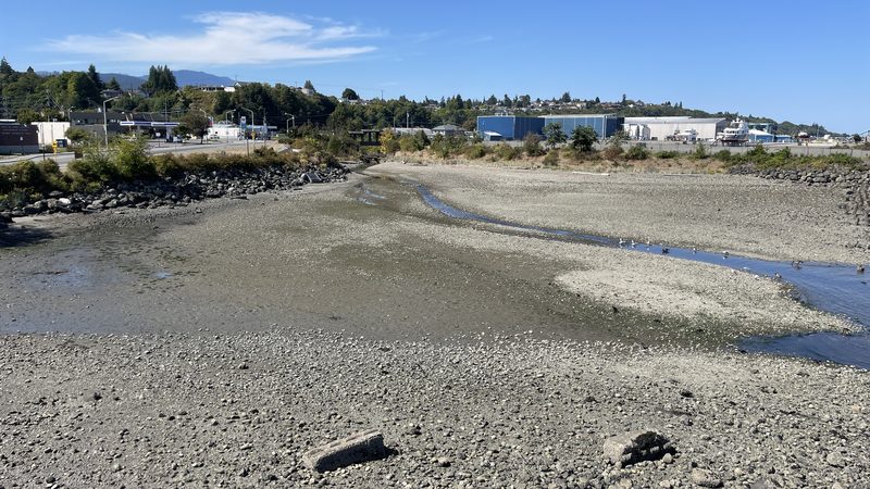 Valley Creek Estuary Park in Port Angeles, Washington. Taken from the observation tower, facing Friendship Bri